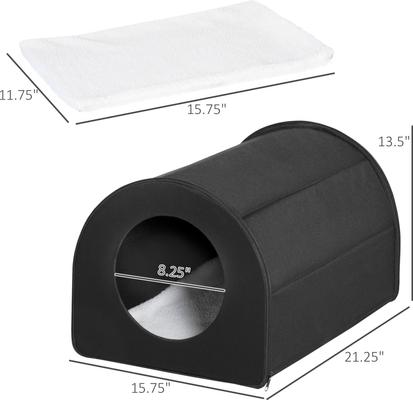 Show full view: jansno Portable & Waterproof Dome Heated Cat House, Black slide 3 of 4