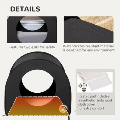 Show full view: jansno Portable & Waterproof Dome Heated Cat House, Black slide 4 of 4