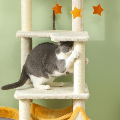 Show full view: PawHut Moon & Stars 63-in Cat Tree for Large Cats, Beige slide 9 of 9