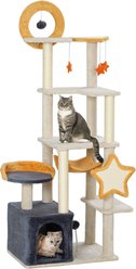 PawHut Moon & Stars 63-in Cat Tree for Large Cats, Beige