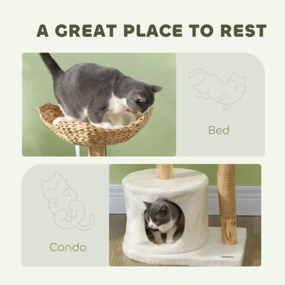 Show full view: PawHut 37-in Cat Tree, Cream White slide 6 of 10