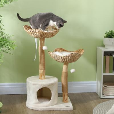 Show full view: PawHut 37-in Cat Tree, Cream White slide 3 of 10
