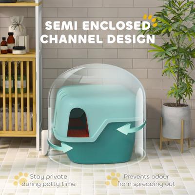 Show full view: jansno Scoop, Lockable Openable Covered Cat Litter Box with Lid, Green slide 5 of 8