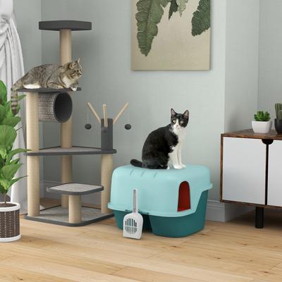 Show full view: jansno Scoop, Lockable Openable Covered Cat Litter Box with Lid, Green slide 8 of 8