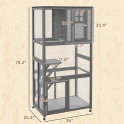 Zeus & Ruta Wooden Outdoor Weatherproof & Wheeled Cat House, Gray slide 2 of 5