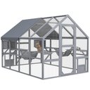 PawHut Catio Outdoor Wooden Multi-Cat House, Gray