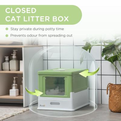 Show full view: jansno Scoop Foldable Smell Proof Potty with Front Entry, Top Exit Fully Enclosed Cat Litter Box, Green slide 8 of 8