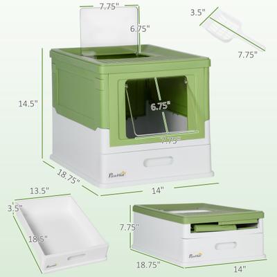Show full view: jansno Scoop Foldable Smell Proof Potty with Front Entry, Top Exit Fully Enclosed Cat Litter Box, Green slide 5 of 8