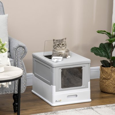jansno jansno Scoop Foldable Smell Proof Potty with Front Entry, Top Exit Fully Enclosed Cat Litter Box, Gray