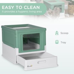 jansno Fully Enclosed Hooded Cat Litter Box with Scoop & Drawer Type Tray, Green slide 2 of 6