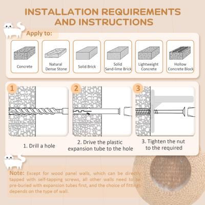 Show full view: PawHut Wall Mounted Cat Shelf with Washable Cushion, Natural Wood slide 8 of 10