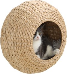 PawHut Wall Mounted Cat Shelf with Washable Cushion, Natural Wood