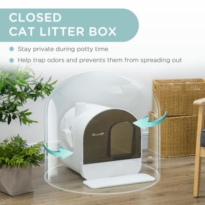 Show full view: jansno Indoor Covered Cat Litter Box with Lid, White slide 3 of 8