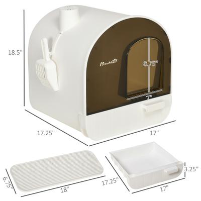 Show full view: jansno Indoor Covered Cat Litter Box with Lid, White slide 7 of 8