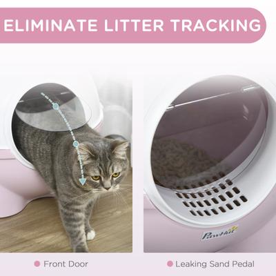 Show full view: jansno Leaking Sand Pedal, Top Handle Hooded Cat Litter Box with Lid, Light Pink slide 5 of 8