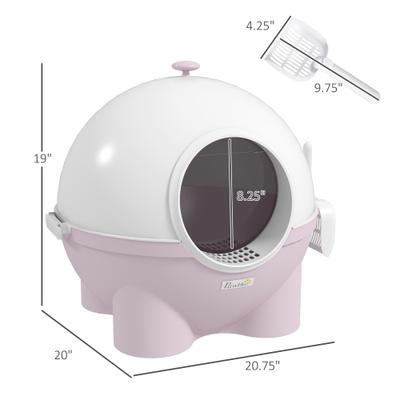 Show full view: jansno Leaking Sand Pedal, Top Handle Hooded Cat Litter Box with Lid, Light Pink slide 6 of 8