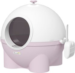 Cesicia Pan with Lid, Scoop, Leaking Sand Pedal, Top Handle Cat Litter Box, Light Pink