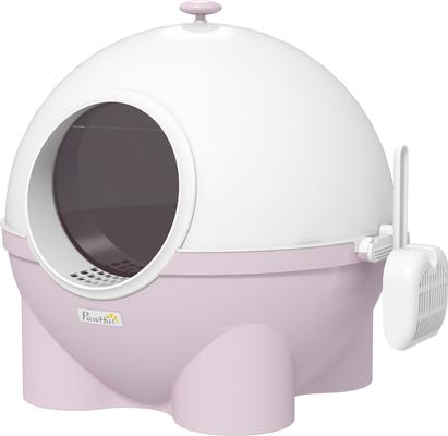 Show full view: jansno Leaking Sand Pedal, Top Handle Hooded Cat Litter Box with Lid, Light Pink slide 8 of 8