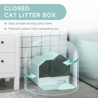 Show full view: jansno Odor Control Hooded Cat Litter Box, Light Blue slide 8 of 9
