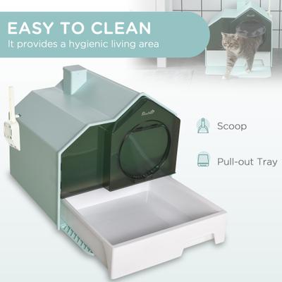 Show full view: jansno Odor Control Hooded Cat Litter Box, Light Blue slide 7 of 9