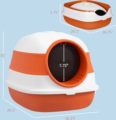 jansno High-Sided Air Freshener Covered Cat Litter Box with Lid, Orange slide 2 of 8