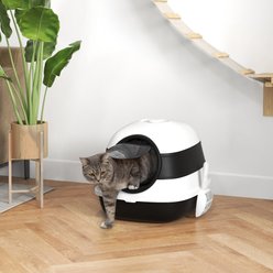 jansno Two-Way Entrance Cat Litter Box with Lid, White & Black slide 2 of 8