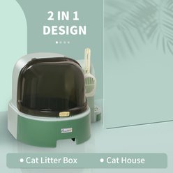 Cesicia Covered Openable Front Cover, Scoop with Lid Cat Litter Box, Green slide 2 of 6