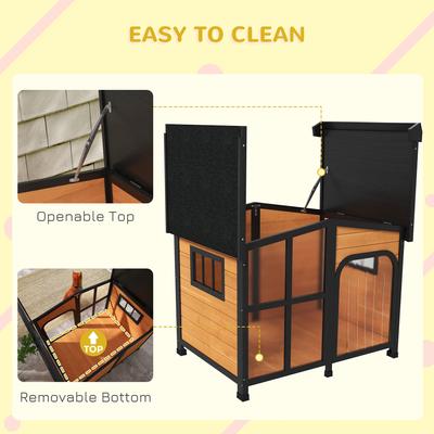 Show full view: PawHut Giant Window Wooden Indoor/Outdoor Dog House, Yellow slide 6 of 10