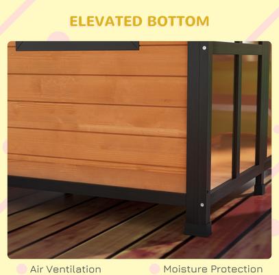 Show full view: PawHut Giant Window Wooden Indoor/Outdoor Dog House, Yellow slide 7 of 10