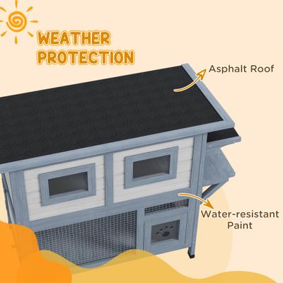 Show full view: jansno Escape Door, Asphalt Roof 2 Tier Wood Weatherproof Cat House, Light Gray slide 7 of 8