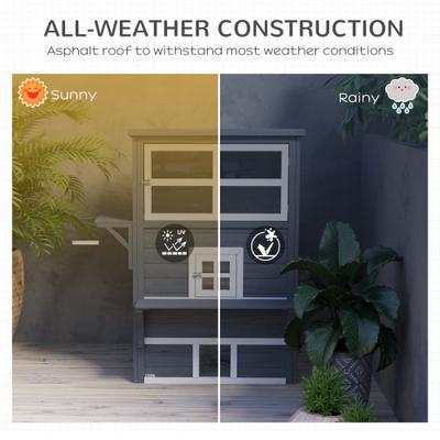 Show full view: jansno Raised Floor Asphalt Roof Wood 3-Story Cat House & Condo, Dark Gray slide 2 of 6