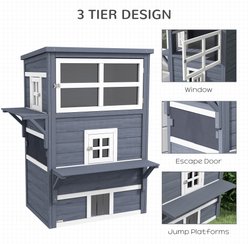 Zeus & Ruta 3-Story Raised Floor & Ashpalt Roof Cat House, Dark Gray slide 2 of 6