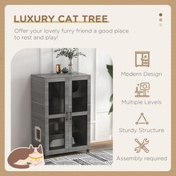 jansno Indoor Cage Catio Villa Scratching Posts Cat House & Condo with Wheels, Gray slide 2 of 7