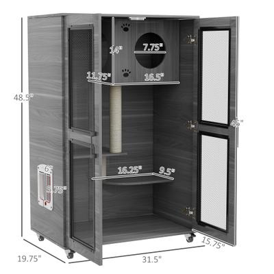 Show full view: jansno Indooor Cat House with Wheels, Gray slide 4 of 6