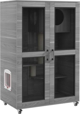 Show full view: jansno Indooor Cat House with Wheels, Gray slide 2 of 6