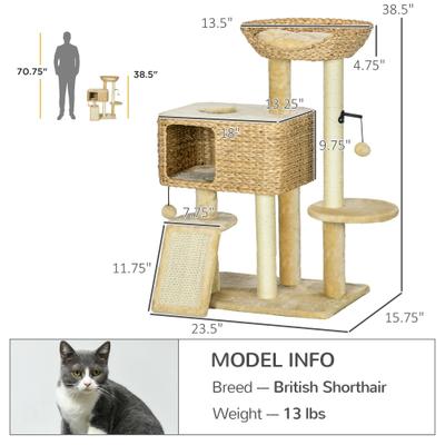 Show full view: jansno Indoor 38-in Tower Cat Tree with Scratching Posts, Ramp & Condo, Beige slide 7 of 8