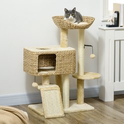 jansno Indoor 38-in Tower Cat Tree with Scratching Posts, Ramp & Condo, Beige
