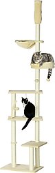 PawHut 98-in Plush Floor-to-Ceiling Cat Tree, Beige