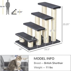 jansno 23.3-in Sisal Scratching Post Cat Tree with 4 Steps, Gray slide 2 of 8