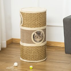 jansno Barrel Shaped Tree Cat Condo with Sisal Scratching Pad, Khaki & Brown slide 2 of 7
