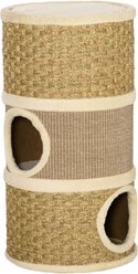 jansno Barrel Shaped Tree Cat Condo with Sisal Scratching Pad, Khaki & Brown