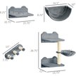 Show in main carousel: jansno Climbing 4 Pieces Cat Wall Shelves with Hammock, Gray slide 4 of 7