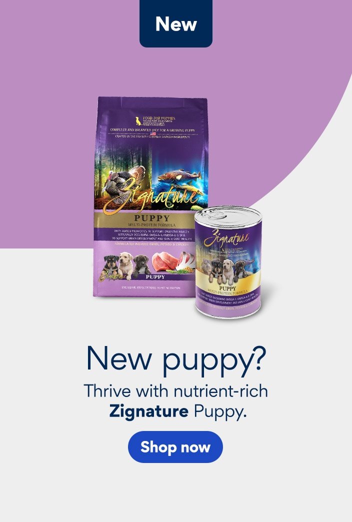 New: New Puppy? Thrive with nutrient-rich Zignature Puppy. Shop now.