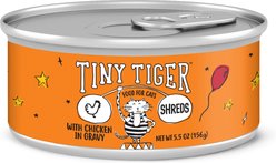 Tiny Tiger Shreds with Chicken in Gravy Canned Cat Food, 5.5-oz can, case of 24
