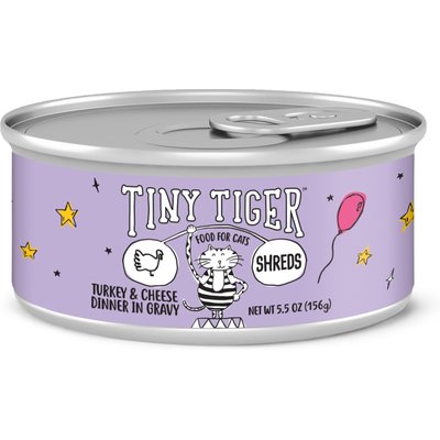 Tiny Tiger Tiny Tiger Shreds Turkey & Cheese Dinner in Gravy Canned Cat Food, 5.5-oz can, case of 24