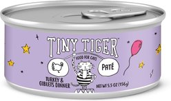 Tiny Tiger Pate Turkey & Giblets Dinner Canned Cat Food, 5.5-oz can, case of 24