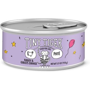 Tiny Tiger Pate Turkey & Giblets Dinner Canned Cat Food, 5.5-oz can, case of 24