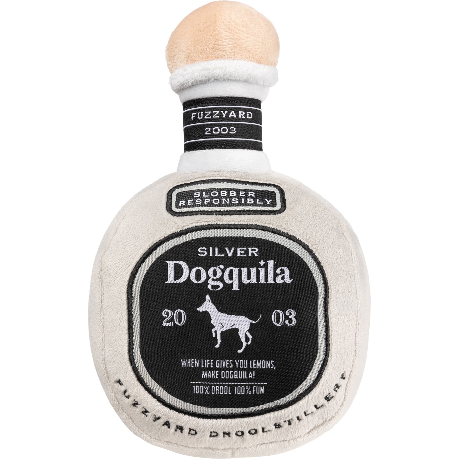 FuzzYard Silver Dogquila Squeaky Plush Dog Toy