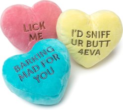 FuzzYard Candy Hearts Squeaky Plush Dog Toy, 3 count