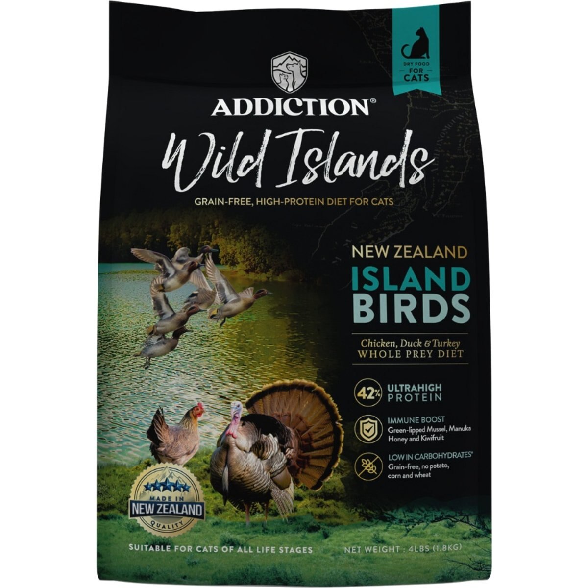 Addiction Premium Wild Islands Island Birds Poultry Grain-Free & High-Protein Dry Cat Food, 4-lb bag